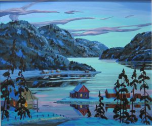 L'heure bleue au bord de la rivière Saguenay, 20 X 24 pouces, disponible
